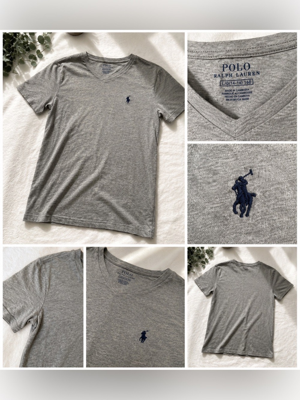 Polo Ralph Lauren Heather Gray Pony Tee Youth Large Preppy Minimalist